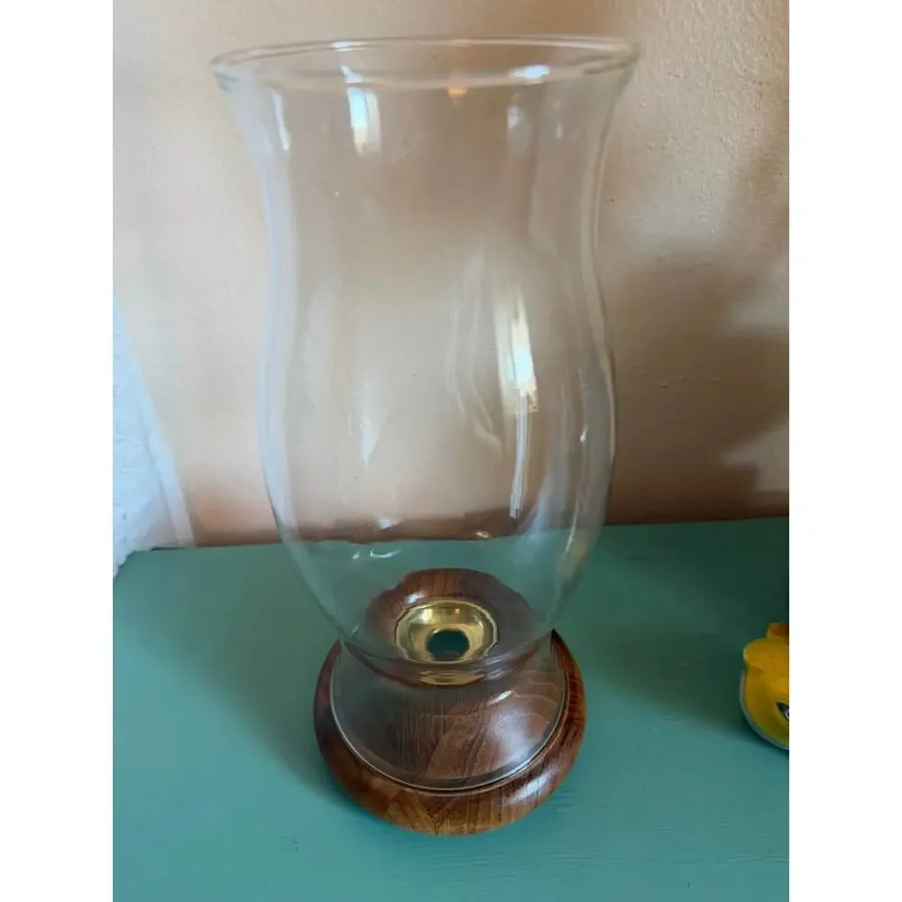 Vintage Dansk Teak & Glass Hurricane Candle Holder